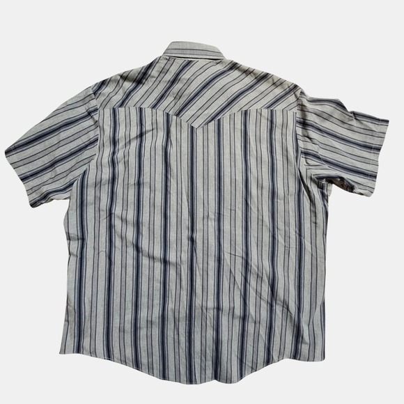 Vintage Western Frontier Striped Pearl Snap Short Sleeve Shirt XL Rodeo Cowboy - Picture 2 of 8